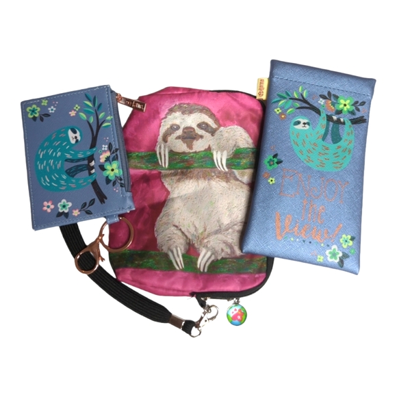 NWOT Karma Sloth Eyeglass Case & ID Holder/Salvador Kitti Sloth Wristlet Bundle - Picture 15 of 15